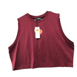 NWT Cider Sleeveless Crop Top Womens 4XL Red Burgundy Crewneck Active Stretchy